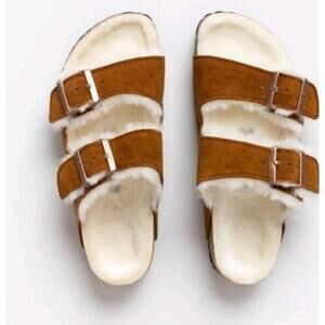 Birkenstock Arizona Shearling Mink Sandal Womens Size EU 37 US 6-6.5 Germany